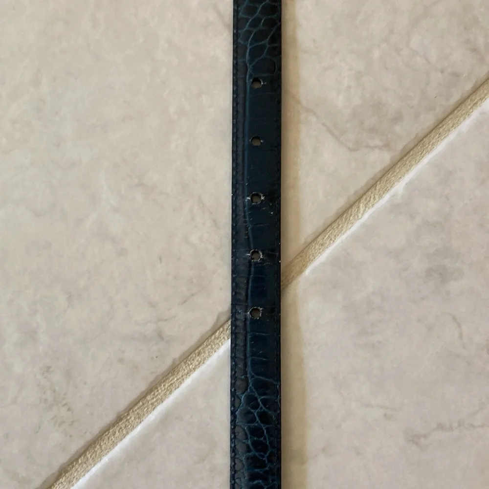 Brighton Slim Black Leather Belt with Ornate Silver Buckle